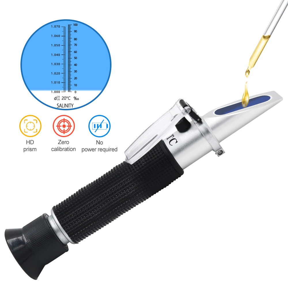 Marine Aquarium Refractometer - Refractómetro de salinidad portátil 0-100% salinómetro