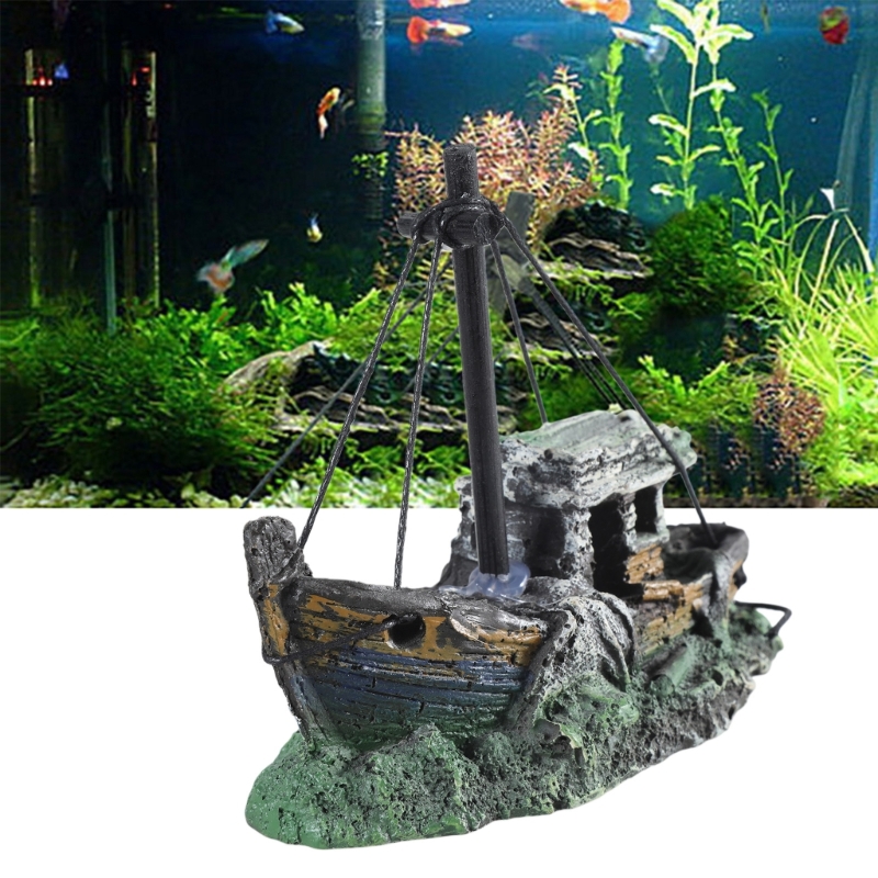 Aquarium Marineland - Decoración de barco hundido para acuario,